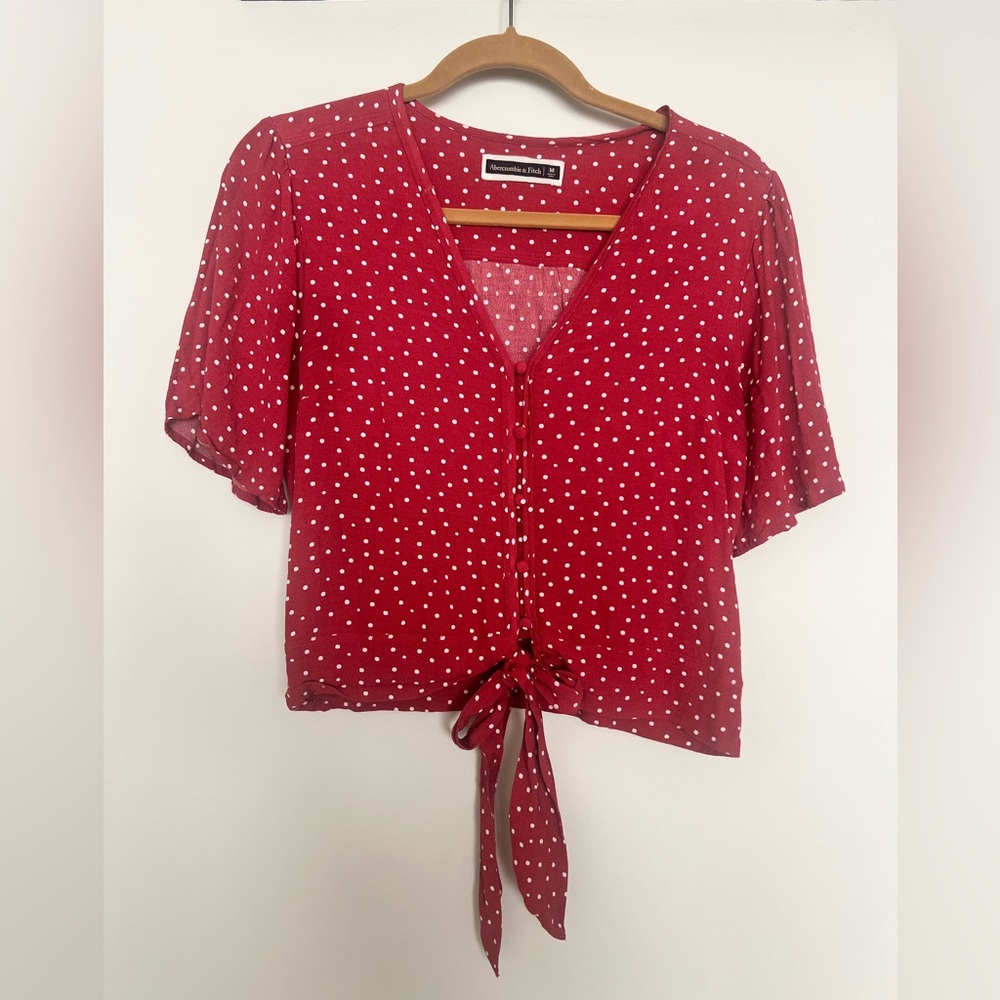 Abercrombie Polka Dot Tie-Front Blouse women’s medium